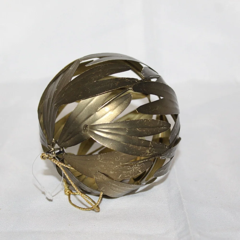 West Elm Large Metal Ball Ornaments. Handcrafted. Set of 4. Open Box